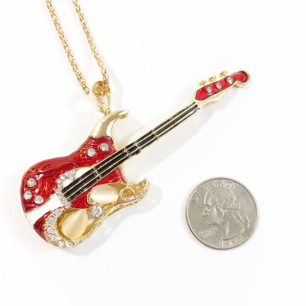 Guitar Statement Necklace NWT28”Chain - Picture 2 of 4